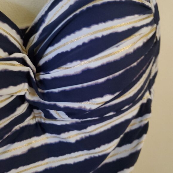 Nip Tuck Navy Ahoy Joanne Foil Twist Front Tummy Control Bathing Suit Si… - Picture 5 of 6